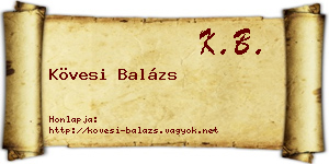 Kövesi Balázs névjegykártya